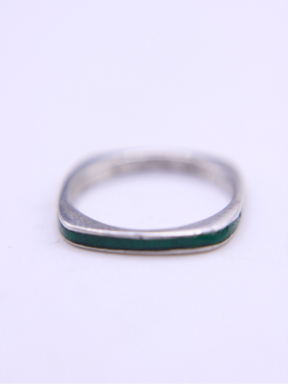 Sterling Silver Green stone Inlay Ring